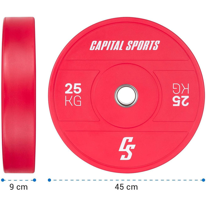 Пластини ваги Capital Sports Nipton 2021 2x25кг, 50.4мм, черв.