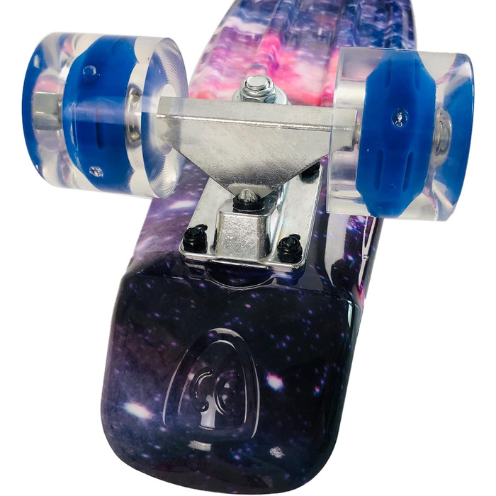 Скейтборд Sumeber Skateboard Kids Mini Cruiser Skateboard Complete 22 дюйми зі світлодіодними котушками Скейтборд для дорослих Діти Подарунок на день народження початківця (Galaxy)