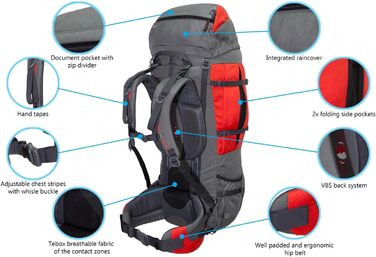 Туристичний рюкзак Tashev Outdoors Mount 100+20 л з дощовиком, фронтальне та верхнє завантаження, для жінок і чоловіків, виготовлений в ЄС