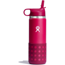 Дитяча пляшка Hydro Flask з широкою кришкою та соломинкою, 590 мл, колір півонія
