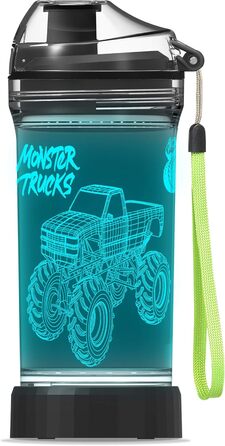 3D пляшка для води YuanDian з підсвіткою, дизайн Monster Truck, 400 мл, Tritan, без BPA, екологічна, подарунок для дітей, хлопчиків і дівчаток, для школи, новорічний подарунок