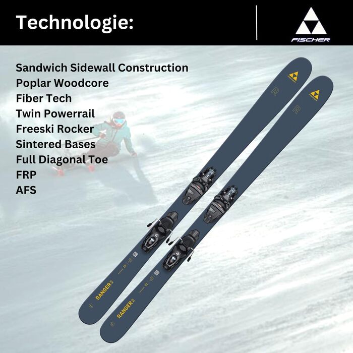 Гірськолижний фрірайд Carving Ski Freeski Rocker - Fischer XTR Ranger TPR - 172см - з кріпленнями RSW10 Z3-10 - модель 2024 року - All Mountain Ski - підходить для просунутих і просунутих лижників