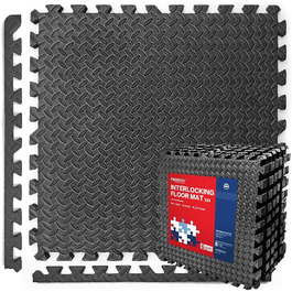 PROIRON товста захисна фітнес-мат для підлоги 2 см, 60x60 см, комплект 6 шт, модульна пазл-мат під тренажери та фітнес-зал