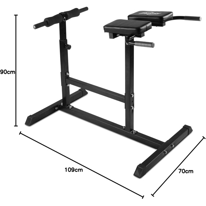 Тренажер для спини Physionics Hyperextension - регулювання висоти на 5 сходинок, з м'якою фіксацією ноги, максимальне навантаження 200 кг - тренажер для живота, розгинач спини, Тренажер для дому на Roman Chair