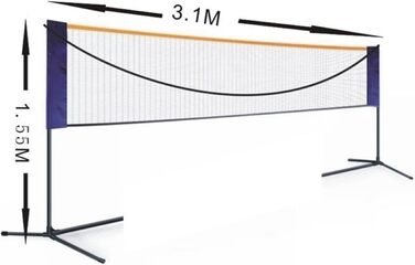 Портативна сітка для бадмінтону проста в налаштуванні, регулюється, міцна та практична, підходить для волейболу, бадмінтону, тенісу та інших видів спорту з м'ячем, спорту в приміщенні та на відкритому повітрі