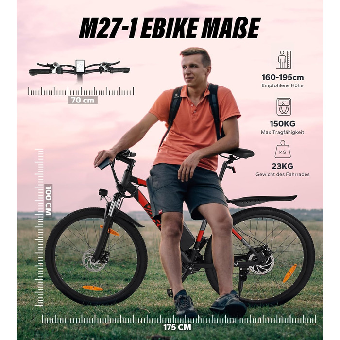 Електровелосипед  VARUN E Bike 27.5 E-Mountain 250Вт, 48V13Ah, LCD, 21 швидк.