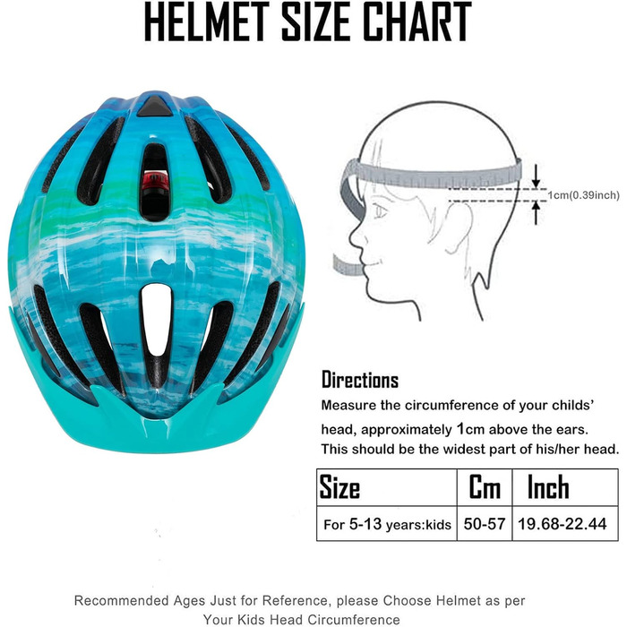 Ексклюзивний велосипедний шолом для дітей хлопчиків 50-57 см Дитячий велосипедний шолом з легким дитячим шоломом з козирком Велосипедний шолом для дівчаток Шолом з кількома вентиляціями для дітей 5-13 років (Wave Blue)