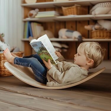 Дерев'яна балансувальна дошка для дітей з фетром, антиковзна, Montessori, для дому, іграшка для розвитку координації, від 3 років, 83x30x1,5 см, натуральне дерево