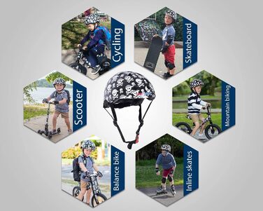 Дитячий велосипедний шолом Kiddimoto Skullz/Pirat, спортивний шолом для скейта, самоката, біговела, розмір M (53-58 см)