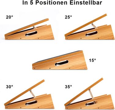 Професійна дерев'яна похила дошка, дошка з регульованим нахилом і розтяжка для литки, стрейч-дошка - додаткова конструкція бічної ручки для перенесення - 40,6 x 31,8 см, 5 положень (місткість 158,8 кг) (часткове покриття)
