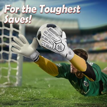 Рукавички воротаря Sportout Fingersave, латекс 4 мм, білі, розмір 7