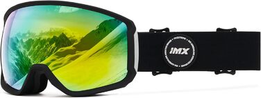 Гірськолижна маска IMX RACING з потрійним шаром, подвійною лінзою, захистом від подряпин, антифогом, UV-фільтром, широким ременем із силіконовим нанесенням, унісекс, чорний матовий