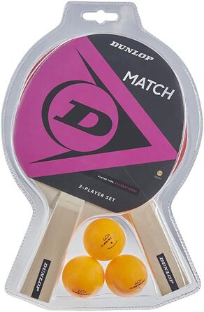 Набір настільного тенісу Dunlop Match для 2 гравців (включаючи м'ячі, сітку та стійку), 2 ракетки TT, 3 помаранчеві м'ячі, сітка зі стійкою, ідеально підходить для дітей та дорослих, у приміщенні та на вулиці