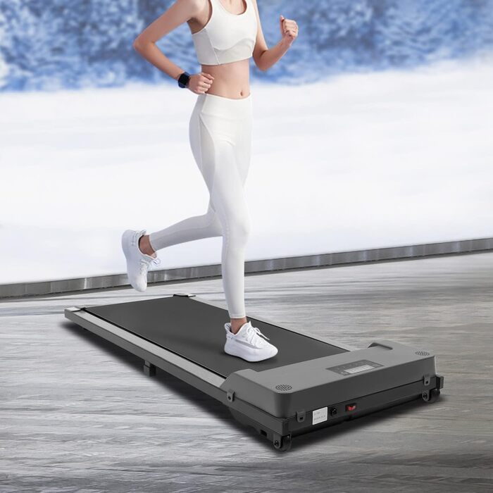 Бігова доріжка для дому складна Walking Pad 1-6 км/год до 100 кг з LED-дисплеєм, міні-доріжка для офісу (Сіра)
