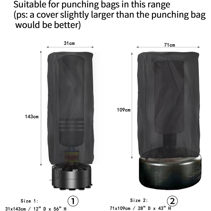 Чохол для боксерської груші POMER, важка боксерська груша, захисний чохол для внутрішнього та зовнішнього використання, окремо стояча боксерська груша, водонепроникна, 28 x 148 см