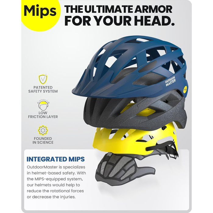 Велосипедний шолом OutdoorMaster MIPS з вентиляцією, змінними підкладками, для підлітків та дорослих, для гірського і шосейного велосипеда