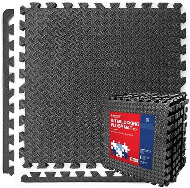 PROIRON товста захисна фітнес-мат для підлоги 2 см, 60x60 см, комплект 6 шт, модульна пазл-мат під тренажери та фітнес-зал