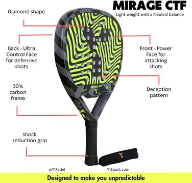 Карбон Padel Mirage CTF, ромб, динамічне ядро, кулі, 1, 100