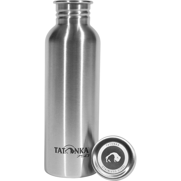 Пляшка для пиття Tatonka з нержавіючої сталі Steel Bottle Premium (500 мл / 750 мл / 1000 мл) - Ударостійка пляшка для води з кришкою, що загвинчується з нержавіючої сталі - придатна для миття в посудомийній машині та без BPA - (0,5 л / 0,75 л / 1 л) (срі