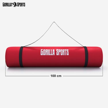 Килимок для йоги GORILLA SPORTS 190x60/100x1,5 см червоний