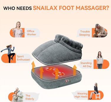 Масажер для ніг Snailax Shiatsu 2-в-1 з теплом, дистанційне керування