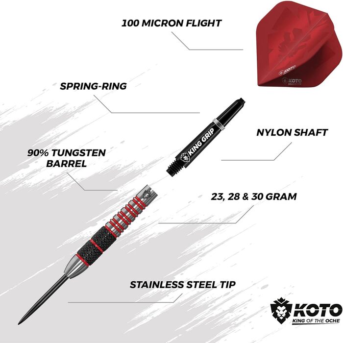 Дротики KOTO Kingbomb Black & Red 90 вольфрамова сталь 30г