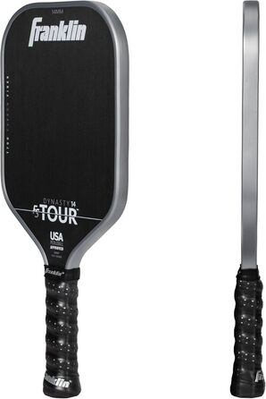 Професійна ракетка для піклболу Franklin Sports FS Tour Series з сирого карбону T700, затверджена USA Pickleball, цільна конструкція з епоксидною смолою, моделі Dynasty і Tempo, товщина 14/16 мм, сірий, синій, рожевий