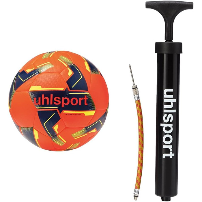 Дитячий футбольний м'яч Uhlsport 290 Ultra Lite Synergy розмір 4 помаранчево-синій з насосом