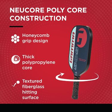 Ракетка для піклболу GAMMA NeuCore, графіт, силова поверхня, зручна ручка