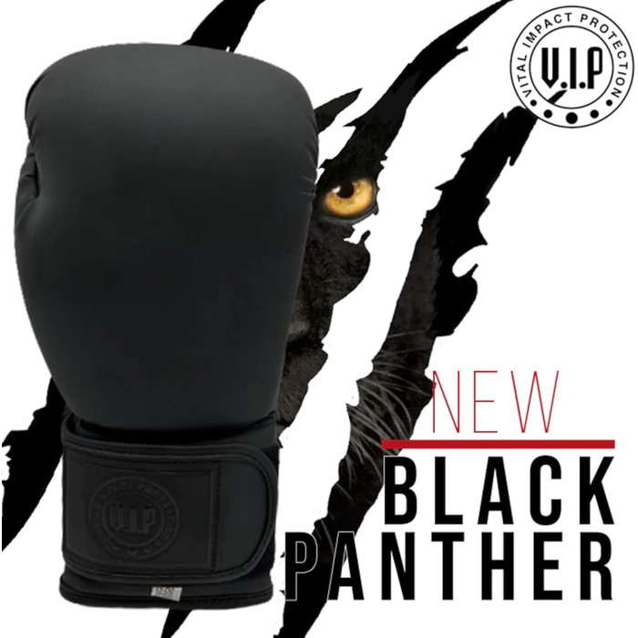 Боксерські рукавички VIP Vital Impact Protection Black Panther чорні 454 г