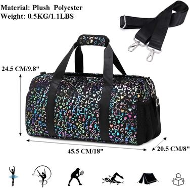 Спортивна сумка Duffel для дівчаток Plush Love Black"