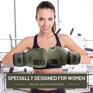 Жіночі боксерські рукавички FIVING Pro Style 10oz, PU шкіра, для тренувань, муай-тай, спарингів, боксу, зелений колір