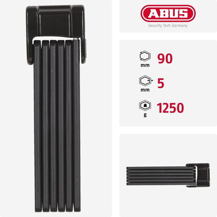 ABUS Bordo Classic 5900/90 ST – складаний велосипедний замок із загартованої сталі з чохлом, рівень безпеки 8