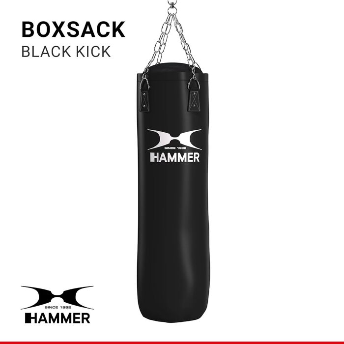 Боксерська груша HAMMER BOXING Premium Black Kick - ідеально підходить для тренувань з боксу та кікбоксингу 120 см Black