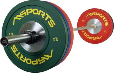 Набір професійних дисків для штанги MSPORTS Olympia, 2 шт, 51 мм, студійна якість, чавун, з гумовим покриттям, вага 5-20 кг