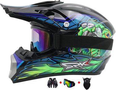 Дитячий мотокросовий шолом Fullface з рукавичками, маскою та окулярами для MTB, Downhill, ендуро, ATV, мотоцикла