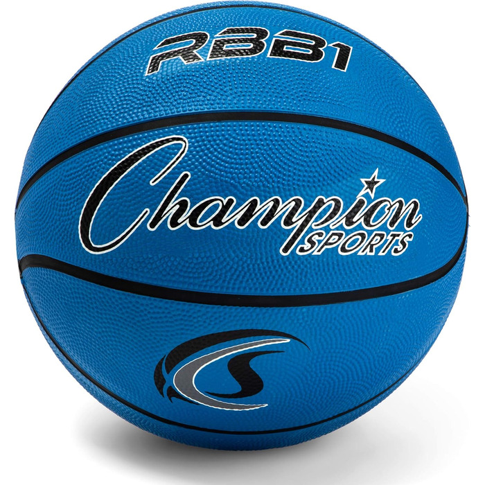 Професійний баскетбольний м'яч Champion Sports, гумовий, розмір 7, синій, для залу та вулиці, міцний, преміум-якість, для тренувань та спорту