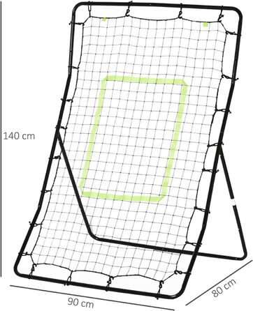 Відскік HOMCOM PitchBack, портативний, чорний (90x80x140 см)