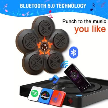 Боксерська машина Kensbro Music Bluetooth, музична електронна коробка зі світлодіодом, акумуляторна боксерська машина USB, декомпресія для домашніх вправ, одна боксерська машина чорні боксерські рукавички для дорослих