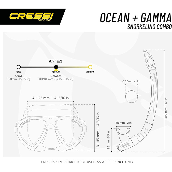 Маска для дайвінгу Cressi Ocean (набір для підводного плавання, прозора)