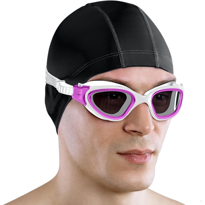 Окуляри для плавання AqtivAqua DX з широким оглядом, UV-захистом, антифогом, герметичні, з регульованим силіконовим ремінцем для дорослих і підлітків, для басейну та відкритої води