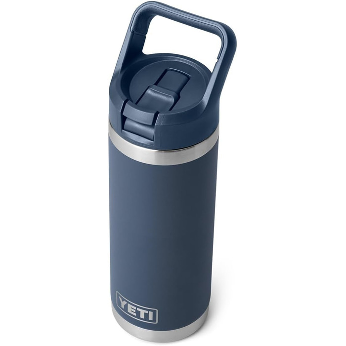 Термобутилка YETI Rambler C з трубочкою, вакуумна, нержавіюча сталь, 532 мл, синя