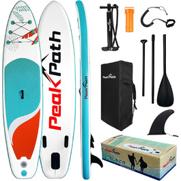 Надувна SUP-дошка Peakpath 15,2 см з аксесуарами: весло, рюкзак, плавник, ремінець, помпа, протиковзке покриття