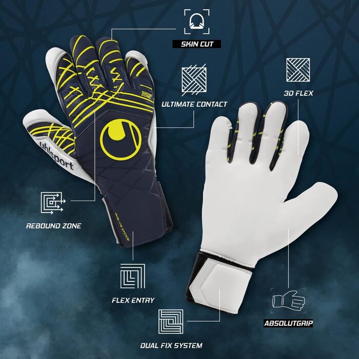 Воротарські рукавички Uhlsport Prediction Absolutgrip SC для дітей і дорослих, футбольні