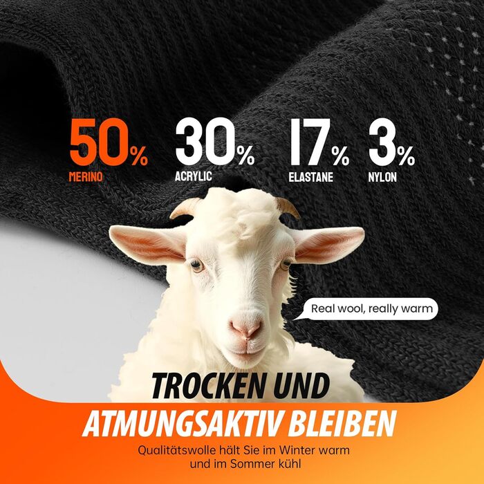 Шкарпетки Ruixue Merino термічні 3 пари 43-46 чорні