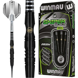 Професійний набір дротиків WINMAU Sniper Black з вольфраму з оперенням і стрижнями
