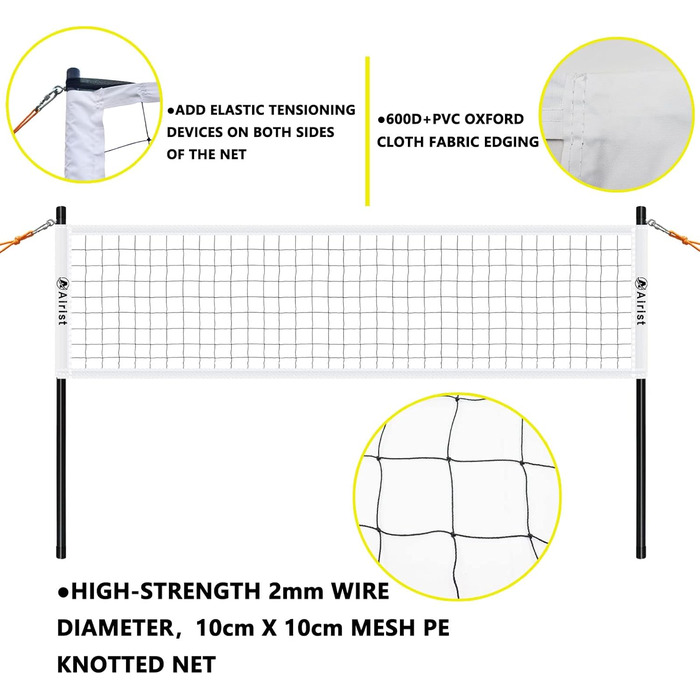 Портативний волейбольний набір Airist для саду та пляжу, регульований