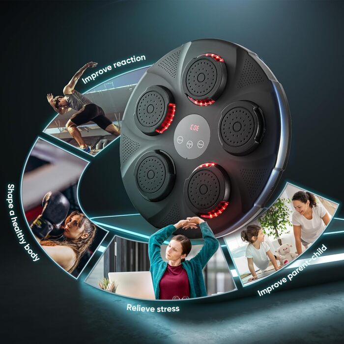 Інтелектуальна музична боксерська стінка nmoiww з Bluetooth, електронна боксерська машина для дітей та дорослих, 2 пари рукавичок, для дому