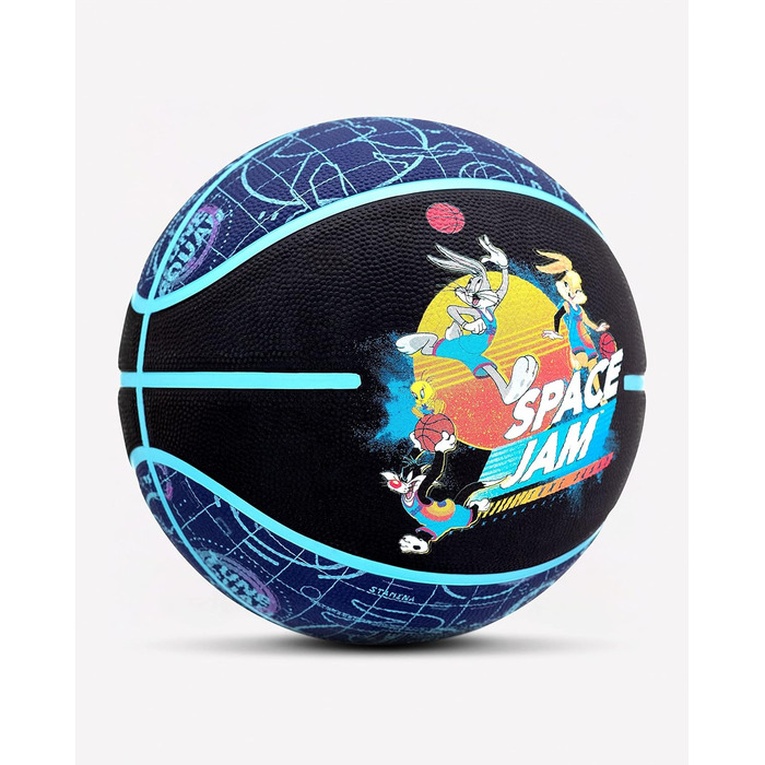 Куля для корту Spalding Space Jam Tune 84560Z Жіночі, дитячі, чоловічі баскетбольні м'ячі 84560Z7 Чорний ЄС (7 Велика Британія)