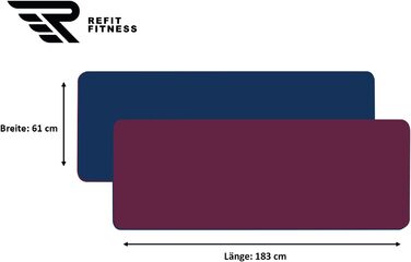Килимок для йоги REFIT FITNESS 190x60x0,6 см, TPE, антиковзкий, екологічний, з ременем для перенесення, GeckoGrip & Sensi-Plus, для йоги та фітнесу